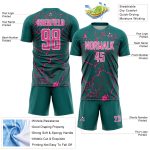 Custom Teal Pink-White Lightning Sublimation Soccer Uniform Jersey