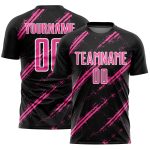 Custom Black Pink-White Abstract Fragment Art Splash Sublimation Soccer Uniform Jersey