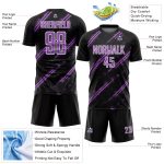 Custom Black Medium Purple-White Abstract Fragment Art Splash Sublimation Soccer Uniform Jersey
