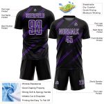 Custom Black Purple-White Abstract Fragment Art Splash Sublimation Soccer Uniform Jersey