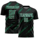 Custom Black Kelly Green-White Abstract Fragment Art Splash Sublimation Soccer Uniform Jersey