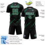 Custom Black Kelly Green-White Abstract Fragment Art Splash Sublimation Soccer Uniform Jersey