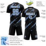 Custom Black Light Blue-White Abstract Fragment Art Splash Sublimation Soccer Uniform Jersey
