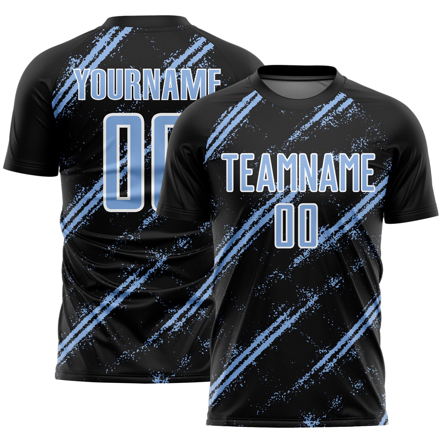 Custom Black Light Blue-White Abstract Fragment Art Splash Sublimation Soccer Uniform Jersey
