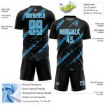 Custom Black Sky Blue-White Abstract Fragment Art Splash Sublimation Soccer Uniform Jersey