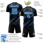 Custom Black Powder Blue-White Abstract Fragment Art Splash Sublimation Soccer Uniform Jersey