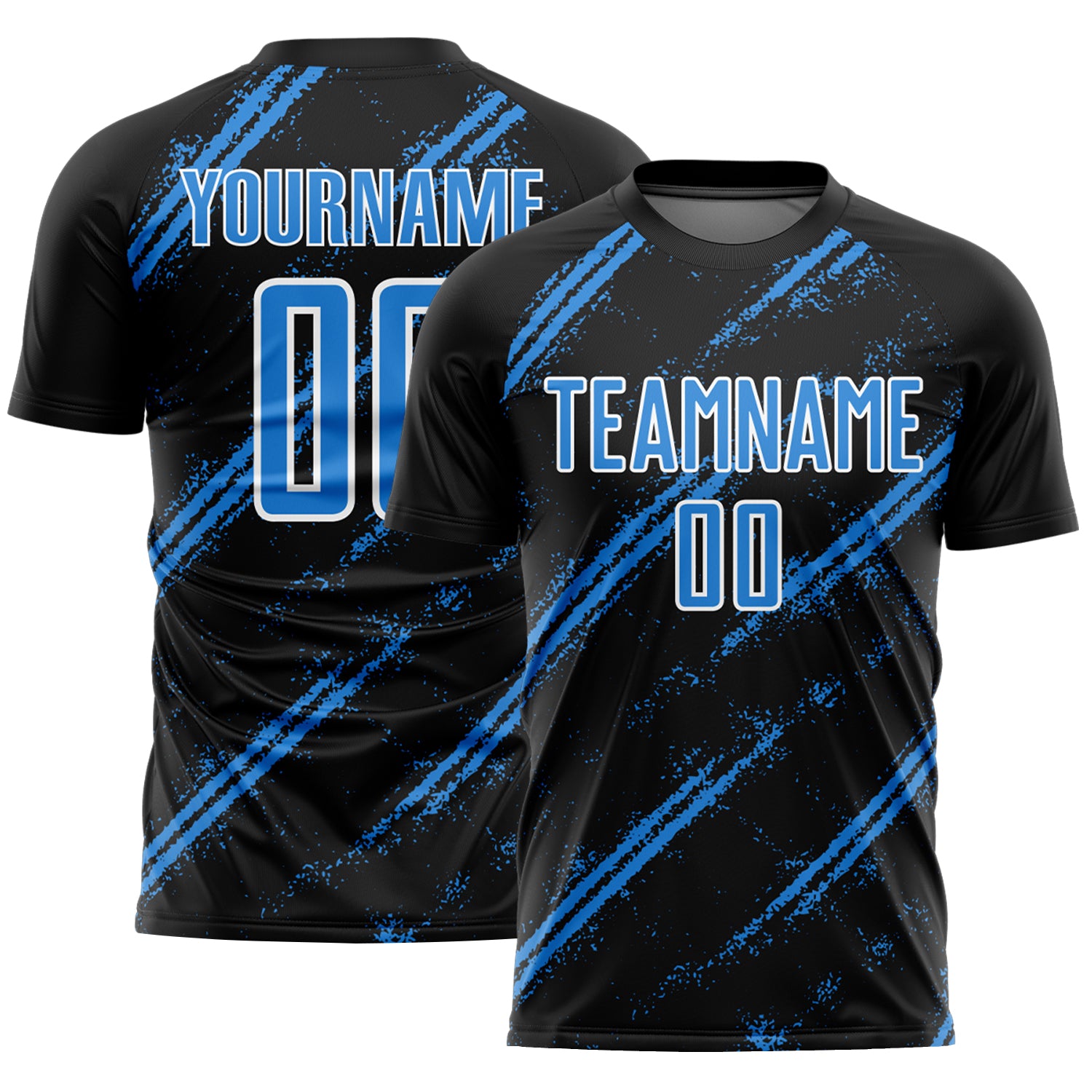 Custom Black Powder Blue-White Abstract Fragment Art Splash Sublimation Soccer Uniform Jersey