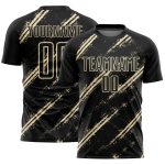 Custom Black Cream Abstract Fragment Art Splash Sublimation Soccer Uniform Jersey