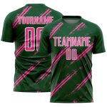 Custom Green Pink-White Abstract Fragment Art Splash Sublimation Soccer Uniform Jersey