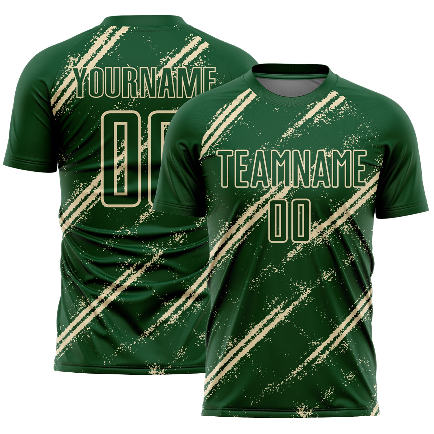 Custom Green Cream Abstract Fragment Art Splash Sublimation Soccer Uniform Jersey